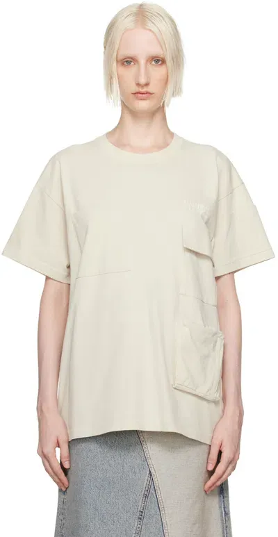 Mm6 Maison Margiela Off-white Flap Pocket T-shirt In 103 Chalk