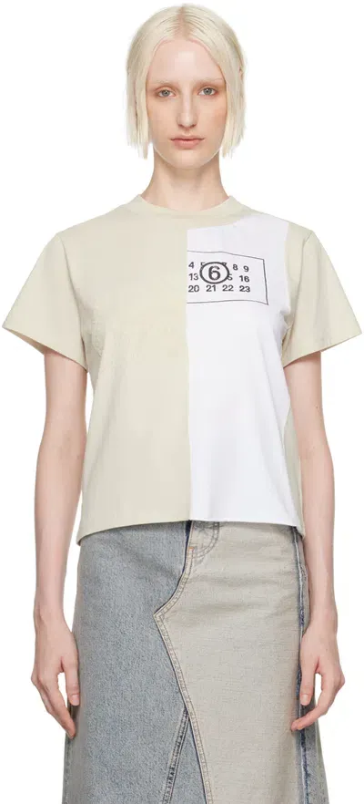 Mm6 Maison Margiela Off-white Spliced Cropped T-shirt In 103 Chalk