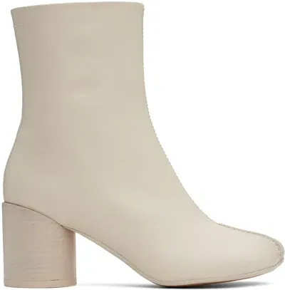 Mm6 Maison Margiela Off-white Stitch-out Leather Ankle Boots In T2018 Sandshell