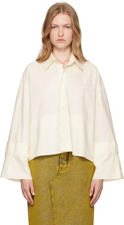 Mm6 Maison Margiela Off-white Wide Sleeve Poplin Shirt In 102 Ivory