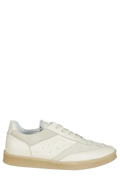 Mm6 Maison Margiela Ivory Leather Sneakers In Beige