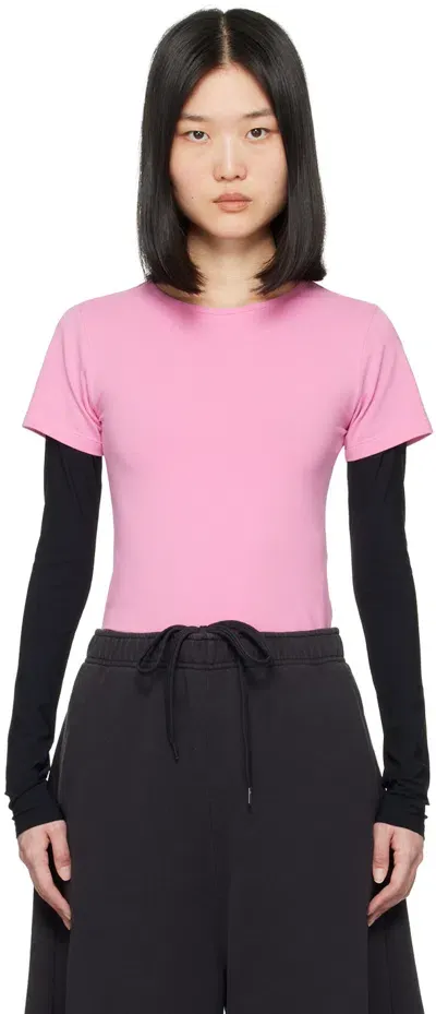 Mm6 Maison Margiela Contrasting Sleeves T-shirt In Pink