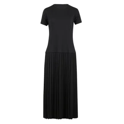 Mm6 Maison Margiela Pleated Maxi Jersey Dress In Black