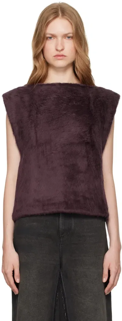 Mm6 Maison Margiela Purple & Black Furry Fleece & Cotton Jersey Blouse In 962 Dark Purple Bl