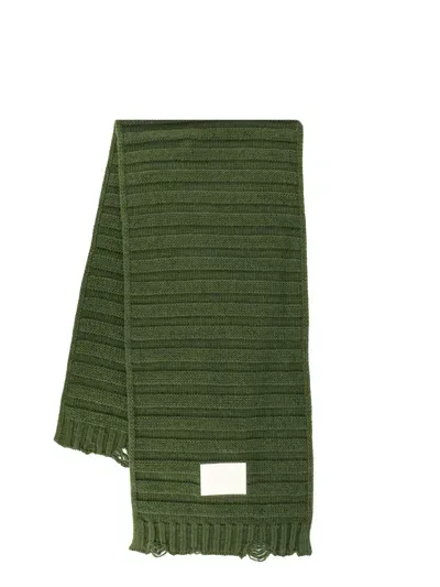 Mm6 Maison Margiela Ribbed Wool Blend Scarf In Green