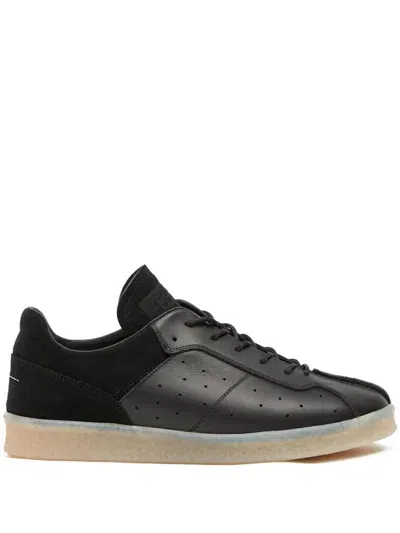 Mm6 Maison Margiela Semi-sheer Sole Leather Lace-up Sneakers In Black