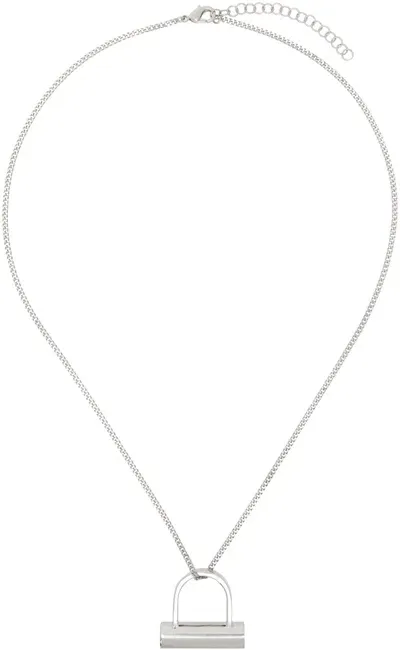 Mm6 Maison Margiela Silver Bolt Necklace In 952 Palladio Buratta