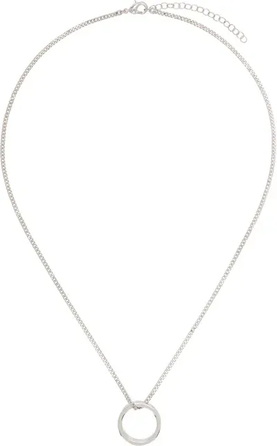 Mm6 Maison Margiela Silver Brass Minimal Logo Necklace In 951 Palladio Polishe