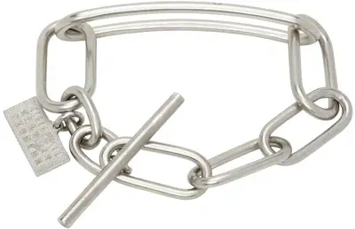 Mm6 Maison Margiela Silver Elongated Bracelet In 952 Palladio Buratta