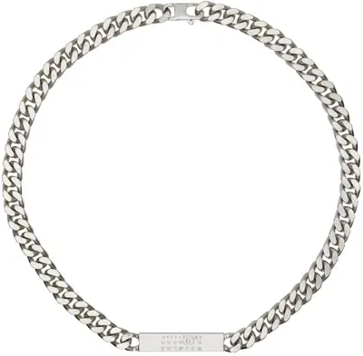 Mm6 Maison Margiela Silver Embossed Numeric Necklace In 952 Palladio Buratat