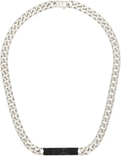 Mm6 Maison Margiela Silver Logo Necklace In 962 Palladio Buratta