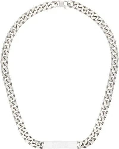 Mm6 Maison Margiela Silver Logo Plaque Necklace In 961 Palladio Buratat