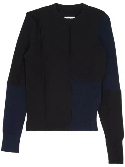 Mm6 Maison Margiela Crew-neck Deconstructed Jumper In Black