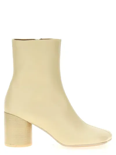 Mm6 Maison Margiela Stitch-out Leather Ankle Boots Boots, Ankle Boots In Ivory