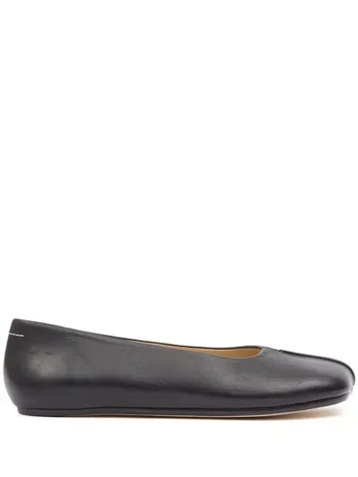 Mm6 Maison Margiela Stitch-out Leather Ballerina Shoes In Black