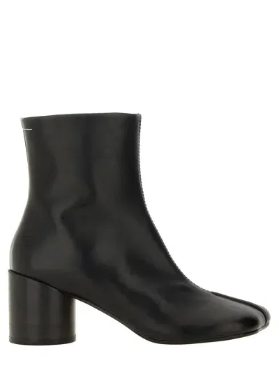 Mm6 Maison Margiela Stitch-out Leather Boot In Black