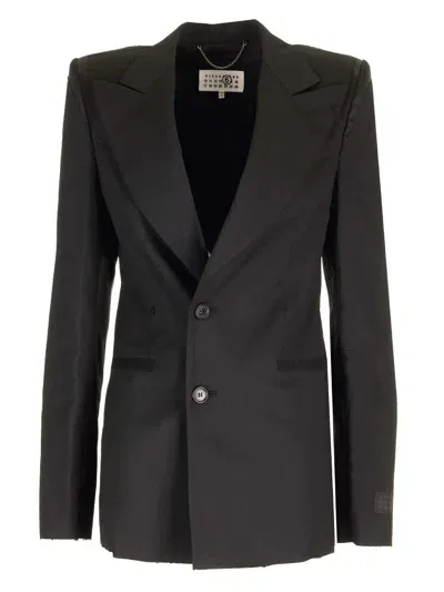 Mm6 Maison Margiela Stretch Crepe Blazer In Black