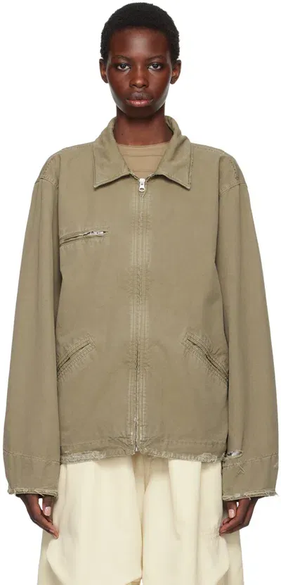 Mm6 Maison Margiela Taupe Canvas Jacket In 706 Green