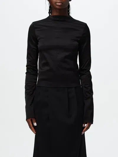 Mm6 Maison Margiela Woman Turtleneck Black Size M Cotton, Wool, Virgin Wool, Polyamide