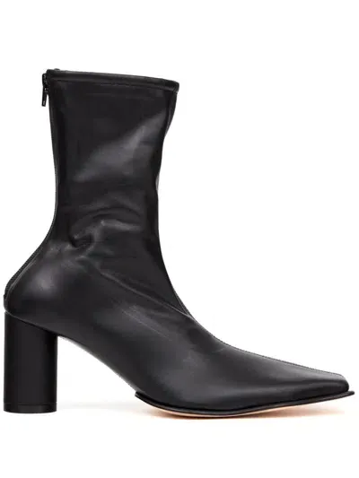 Mm6 Maison Margiela Trunk Leather Boots In Black