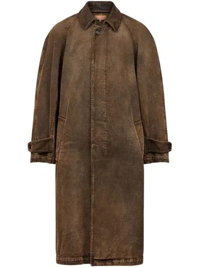 Mm6 Maison Margiela Washed Effect Raincoat In Brown