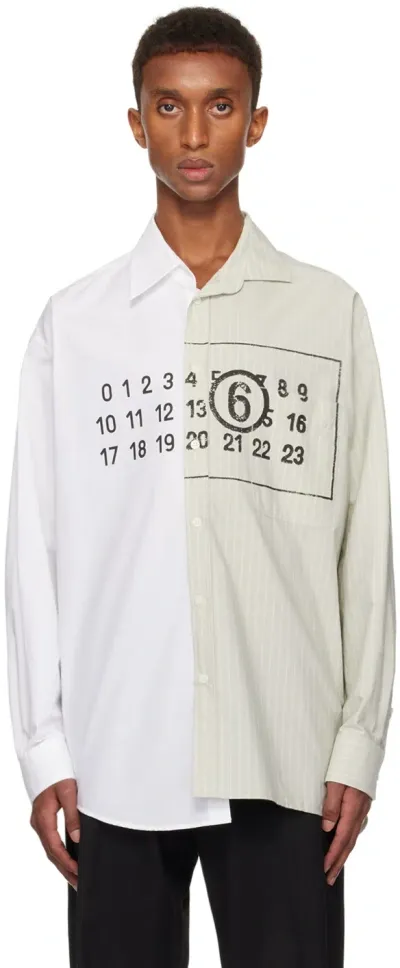 Mm6 Maison Margiela White & Green Numeric Shirt In 961 White/iguana