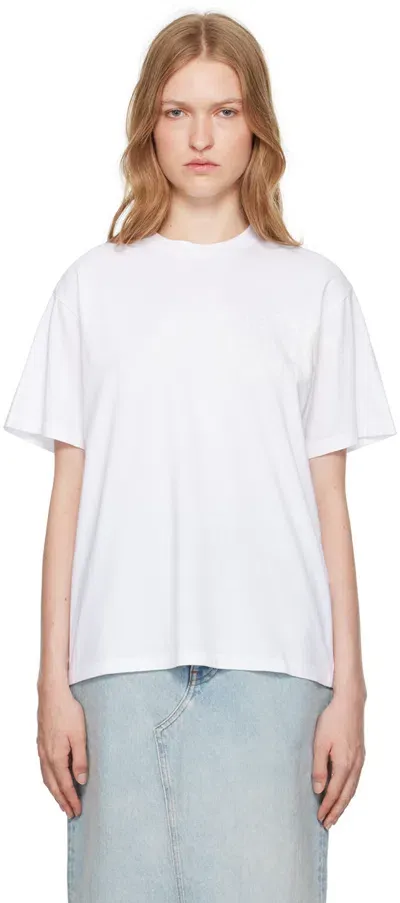 Mm6 Maison Margiela White Numeric Dropped-shoulder T-shirt In 100 Optic White