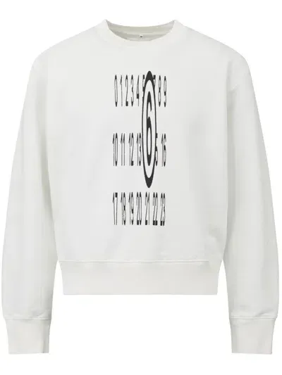 Mm6 Maison Margiela White Numerical-print Cotton Sweatshirt