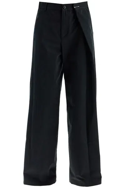 Mm6 Maison Margiela Wide-legged Pants With Pleats In Black