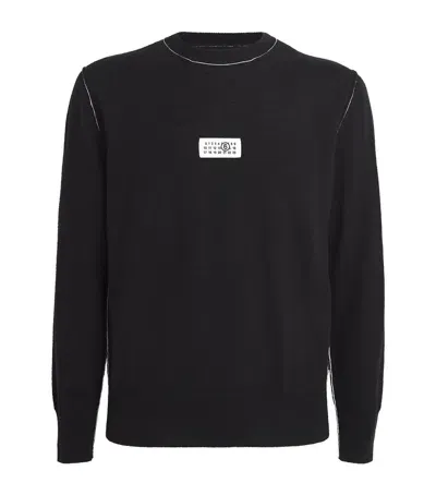 Mm6 Maison Margiela Wool-blend Numeric Tab Jumper In Black