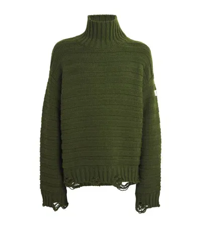 Mm6 Maison Margiela Wool-blend Ribbed Rollneck Jumper In Grün