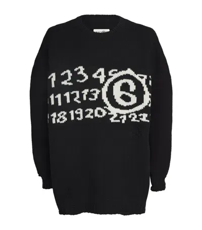 Mm6 Maison Margiela Wool Numeric Distressed Sweater In Black