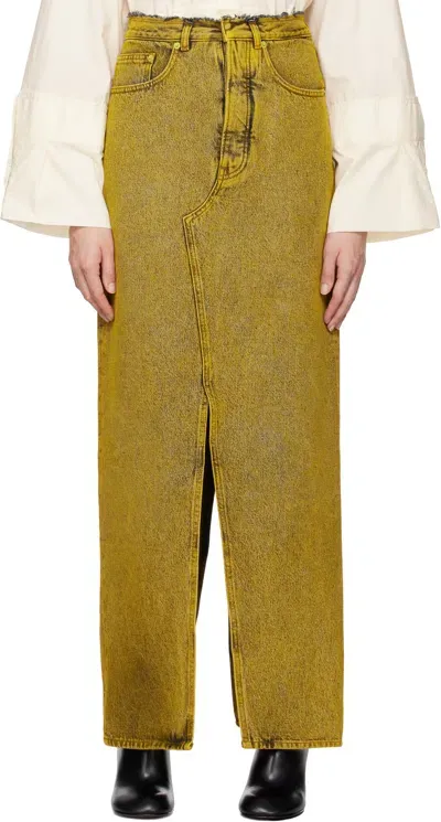 Mm6 Maison Margiela Yellow Long Denim Maxi Skirt