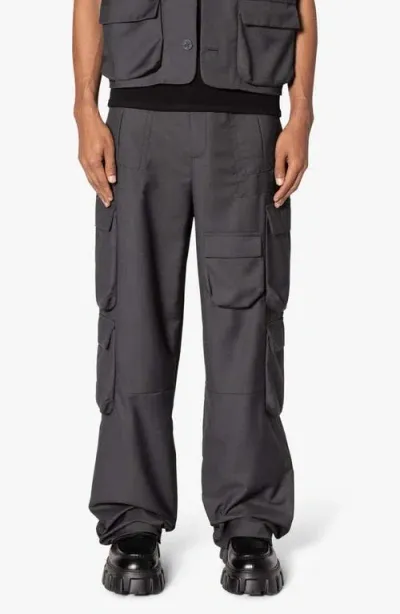 Mnml Bonded Cotton Gabardine Cargo Pants In Grey