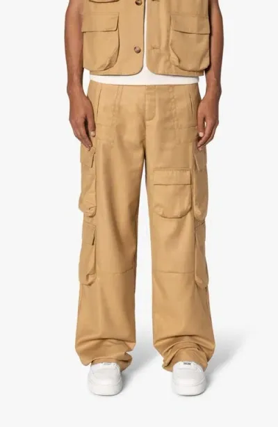 Mnml Bonded Cotton Gabardine Cargo Pants In Tan