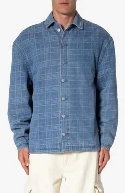 Mnml Jacquard Denim Workwear Jacket In Blue