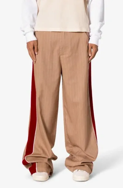 Mnml Pinstripe Velveteen Accent Pants In Tan