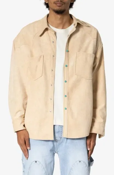 Mnml Sand Faux Suede Shirt Jacket In Tan