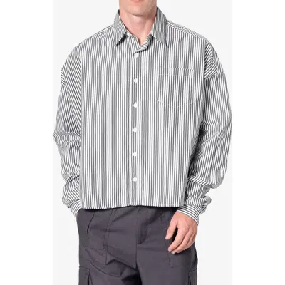 Mnml Stripe Cotton Button-up Shirt In Black