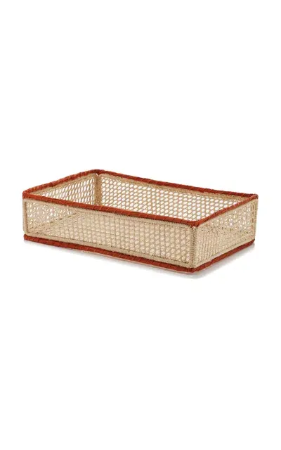 Moda Domus Ojo Perdiz Large Raffia Tray In Orange