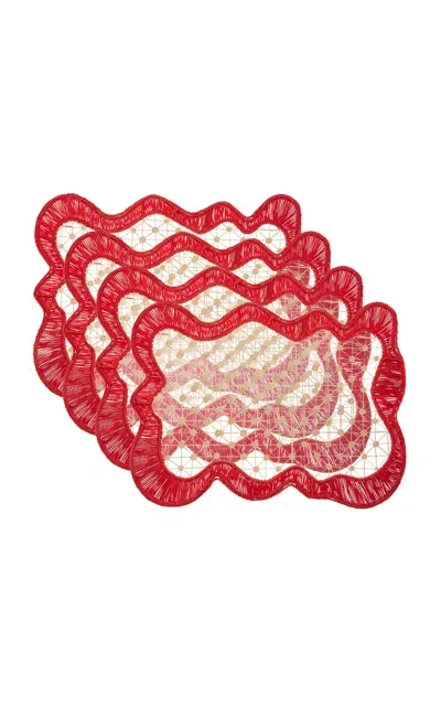 Moda Domus Set-of-four Pollera Raffia Placemats In Red