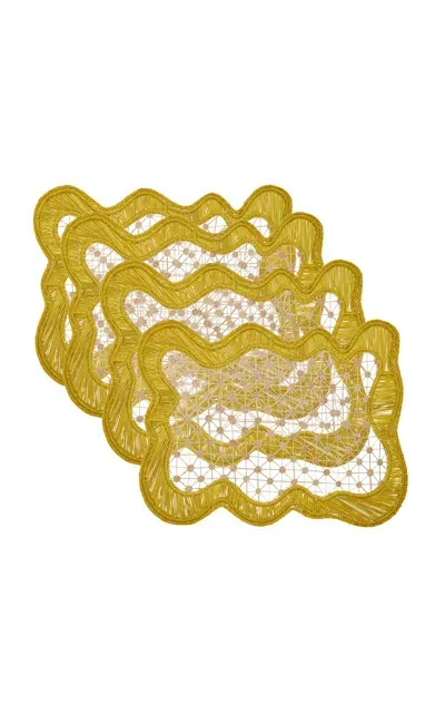 Moda Domus Set-of-four Pollera Raffia Placemats In Yellow