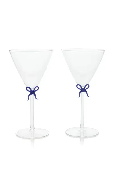 Moda Domus Set-of-two Handmade Martini Glasses In Transparent