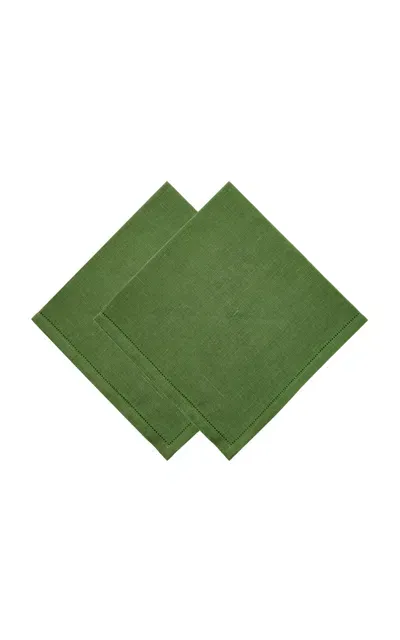 Moda Domus Set-of-two Linen Napkins In Green