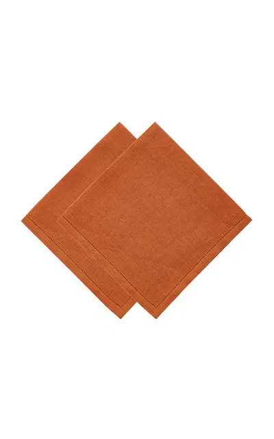 Moda Domus Set-of-two Linen Napkins In Orange