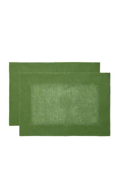 Moda Domus Set-of-two Linen Placemats In Green