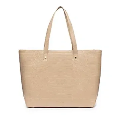 Modern Picnic The Croc Embossed Faux Leather Tote In Light Beige