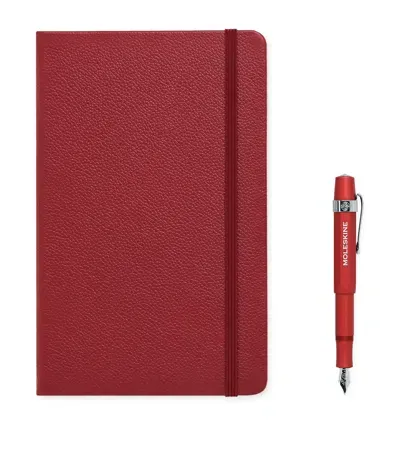 Moleskine Le Duo Ecriture Fountain Pen And Notebook Set In Red