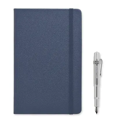 Moleskine Le Duo Ecriture Fountain Pen And Notebook Set In Metallic