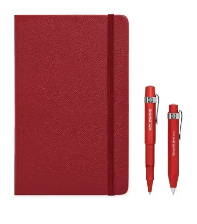 Moleskine Le Duo Ecriture Pen, Pencil And Notebook Set In Red